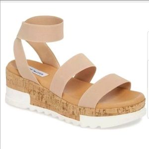 Steve Madden Nude Bandi Platform Wedges Sz 8.5